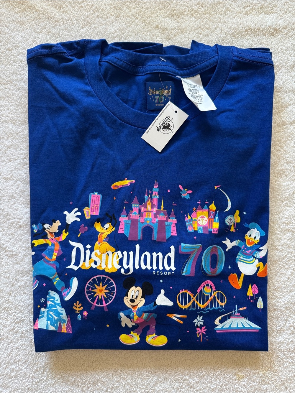 Disney Disneyland Resort Blue 70th Anniversary Graphic Short Sleeves Tee Shirt